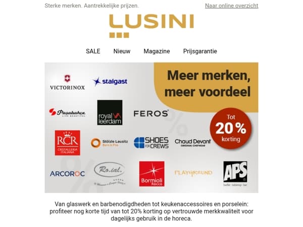 Nog maar even: tot 20% korting op topmerken!