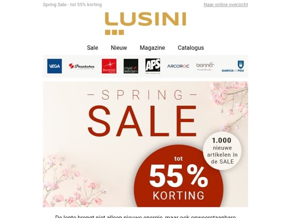 Spring Sale: 1.000 nieuwe artikelen – tot 55% korting