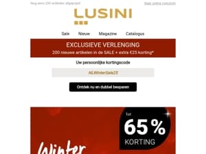 We verlengen onze Winter Sale! Bespaar nu tot 65 %!