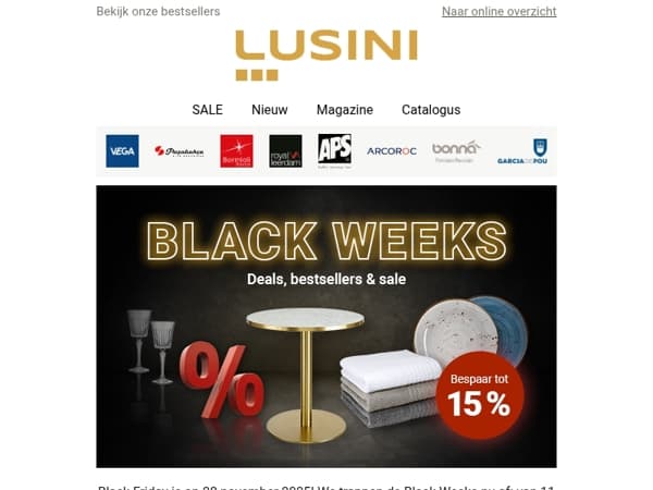 Black Weeks bij LUSINI - Bespaar tot 15%