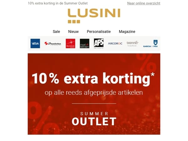Nog niet gebruikt? 10% extra korting wacht op u in de Summer Outlet