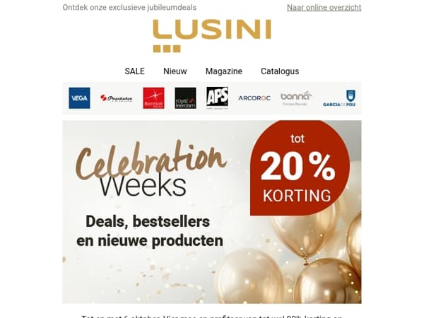 Slechts voor korte tijd: Jubileumaanbiedingen met tot 20% korting!