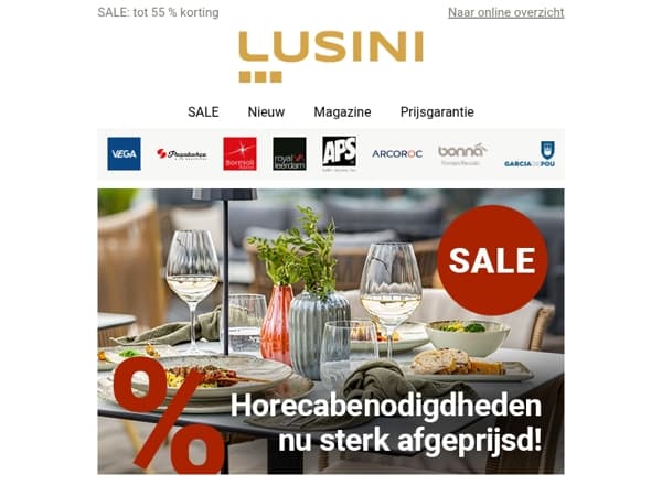 Tot 55% korting op horecabenodigdheden en terrasmeubilair