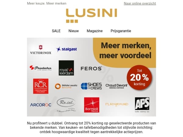 Tot 20% korting op populaire topmerken