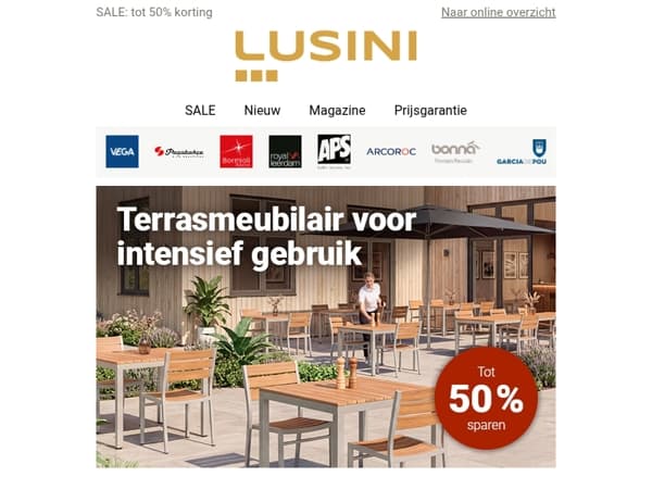 Outdoor & horeca SALE - tot 50% korting