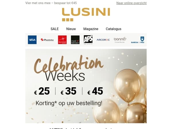 Celebration Weeks: Bespaar tot €45 – op horeca- en hotelbenodigdheden
