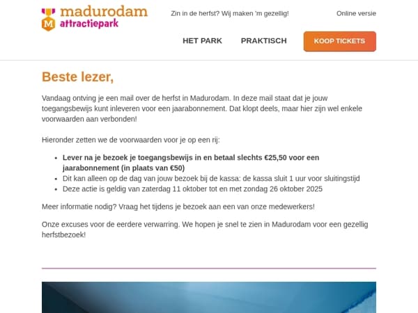 Correctiemail: abonnementenactie Madurodam