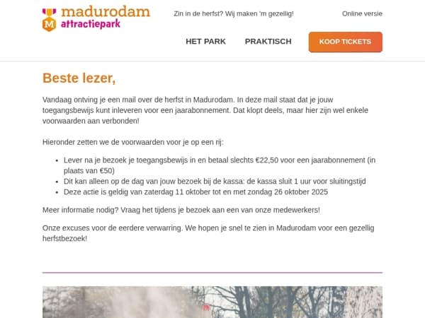 Correctiemail: herfst in Madurodam!