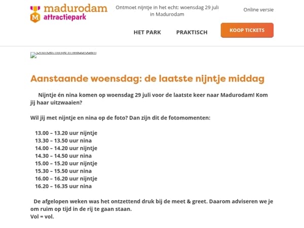Deze woensdag: de laatste nijntje middag in Madurodam!