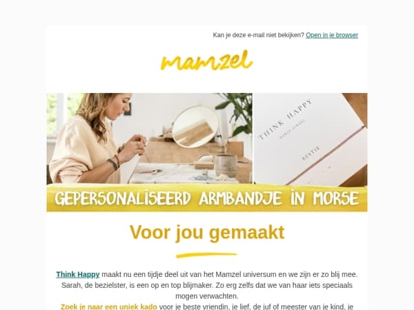 Persoonlijke armband in morse code van Think Happy - tijdelijke actie