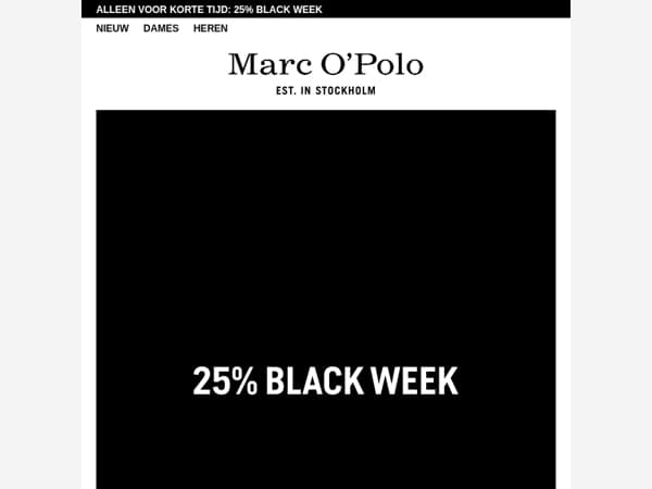 Nog maar tot morgen: 25% Black Week