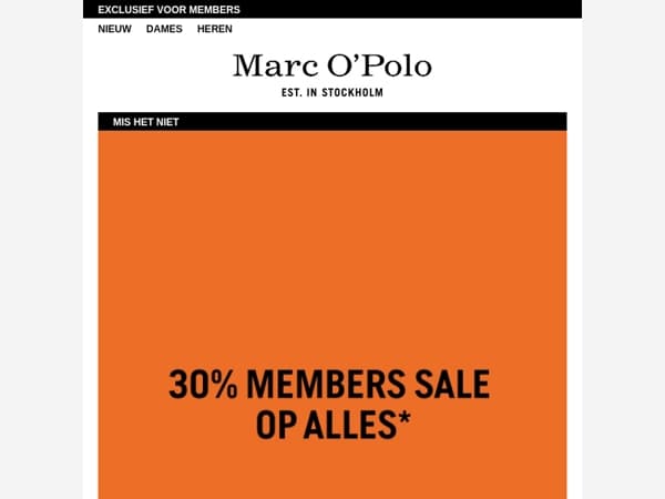 Alleen nog tot morgen: 30% MEMBERS SALE