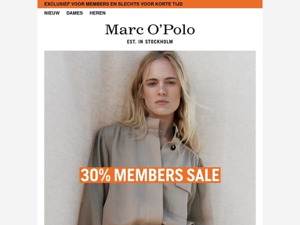 BESPAAR 30% TIJDENS DE MEMBERS SALE