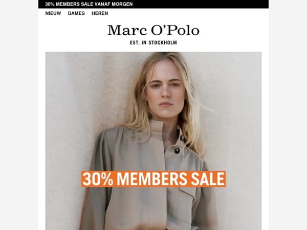 30% MEMBERS SALE vanaf morgen