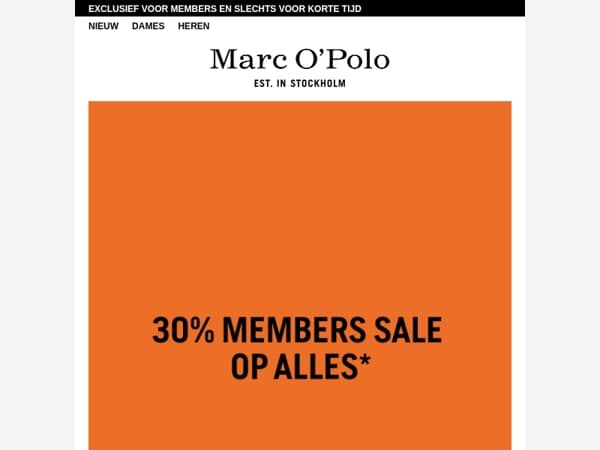 30% MEMBERS SALE vanaf overmorgen