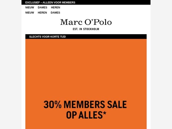 BESPAAR 30% TIJDENS DE MEMBERS SALE