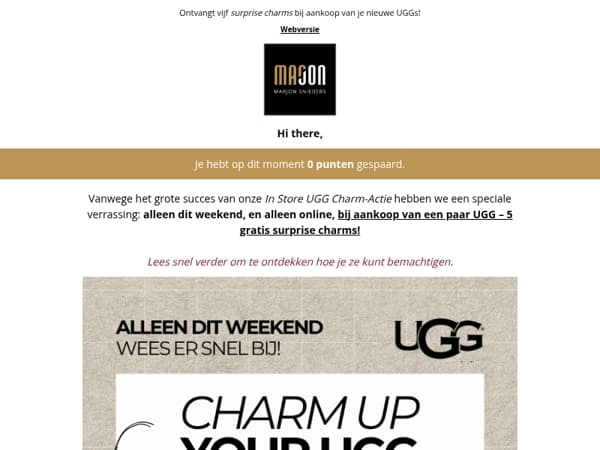 SHOP UGG ONLINE + krijg 5 gratis charms cadeau!