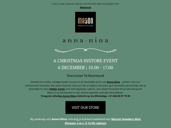 December 6th: Step Into the Christmas Magic with Anna+Nina!