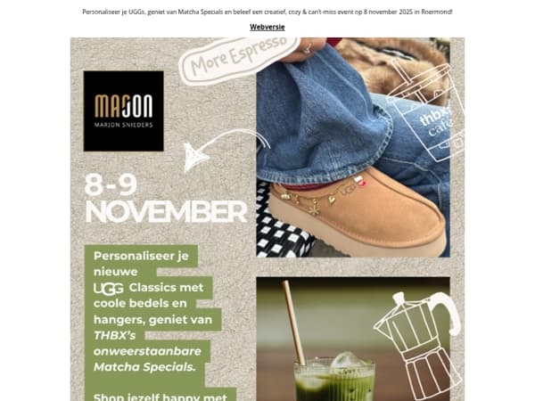 UGG Atelier Event – 8 november: Make It Yours met Personaliseerbare UGGs & Matcha Specials, Creatief, Cozy & Can’t-Miss