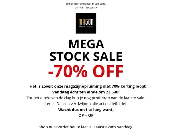 ⏰ Laatste kans: 70% korting eindigt vandaag / online only!