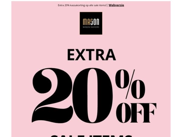 EXTRA 20% Kassakorting op Final Sale!