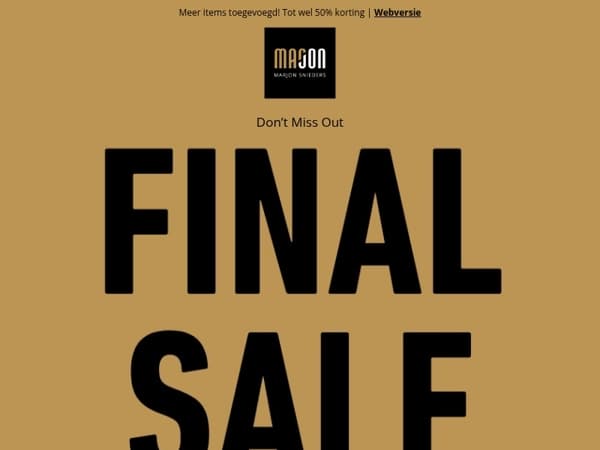 Final Call: Topmerken tot 50% korting!