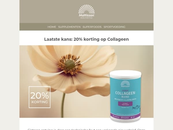 Laatste kans: 20% korting op Collageen 🩷🌸✨️