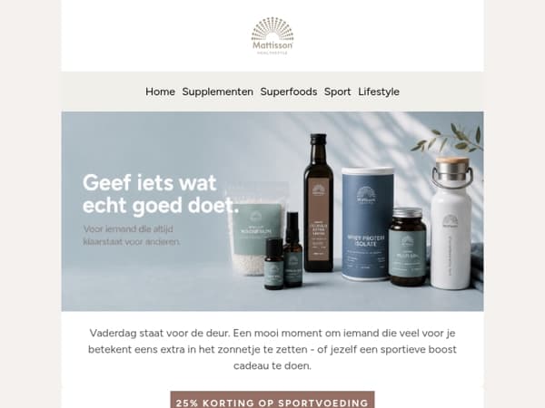 Vaderdagtip: 25% korting op ons sportassortiment 💚
