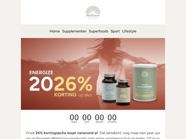 Laatste kans: 26% korting 💚