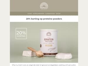20% korting op proteïne poeders 🌿💚