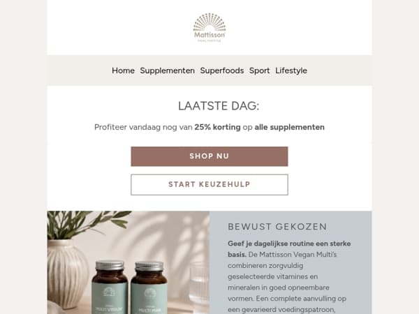 Laatste kans: 25% korting op alle supplementen 💚