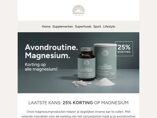 Laatste kans: 25% korting op magnesium