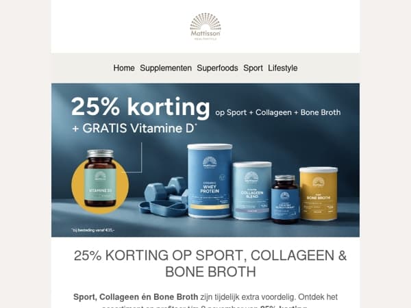 25% korting op Sport, Collageen & Bone Broth 💪