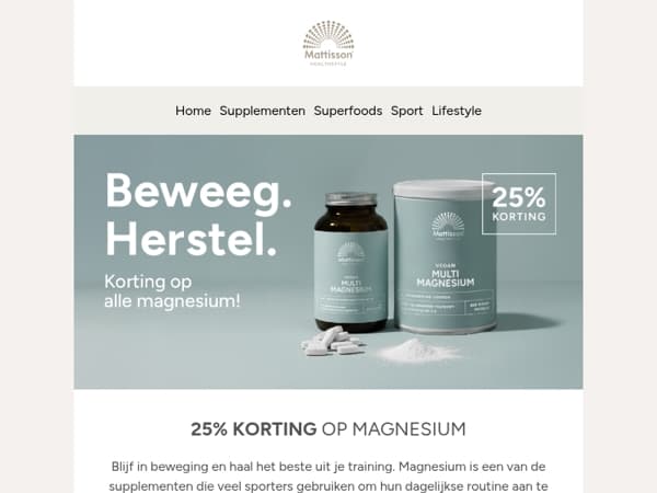 Nu 25% korting op magnesium