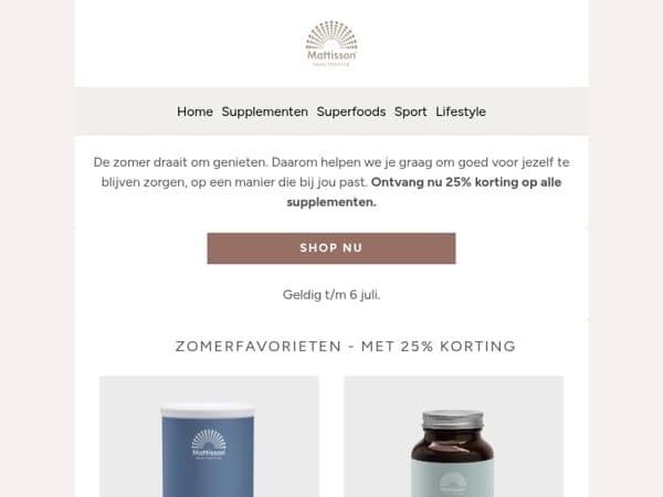☀️ Laatste kans: 25% korting op alle supplementen