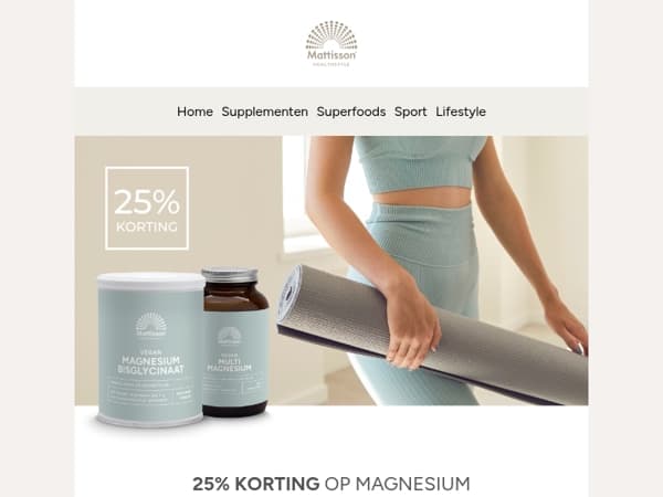 Mis het niet: 25% korting op magnesium 💚