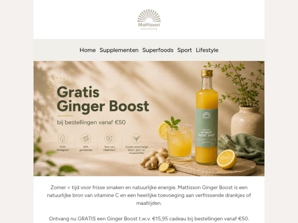 GRATIS Ginger Boost bij bestellingen vanaf €50 🌞