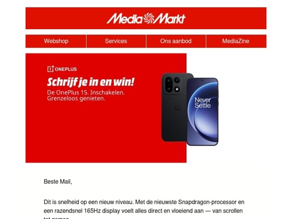 Maak nu kans op de krachtige OnePlus 15