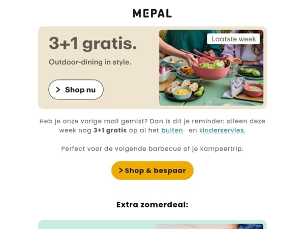 Laatste week: 3+1 gratis op al het buitenservies