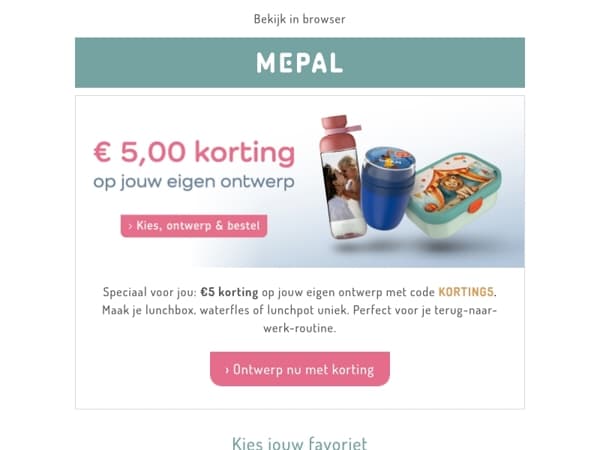 €5 korting op gepersonaliseerde lunchproducten