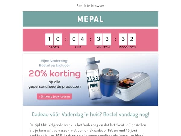 Bestel op tijd! Scoor nú 20% korting op iets persoonlijks