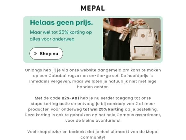 Niet gewonnen, wel korting!