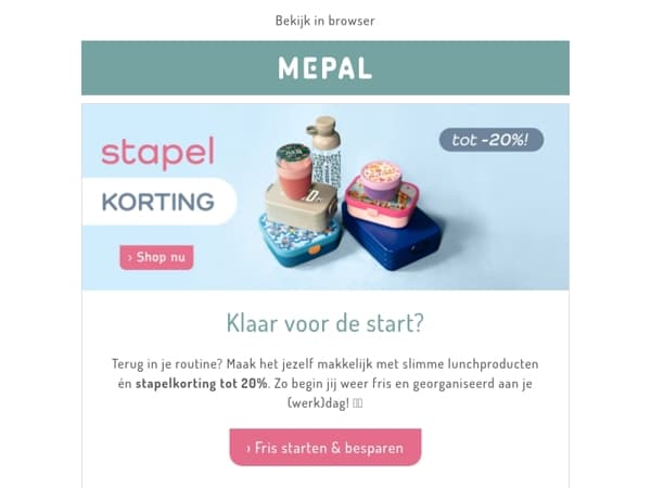 Tot 20% stapelkorting op alles!