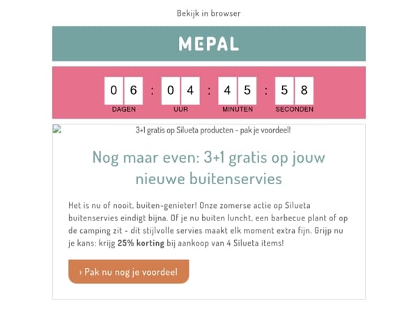 Laatste week: 3+1 gratis op Silueta buitenservies!