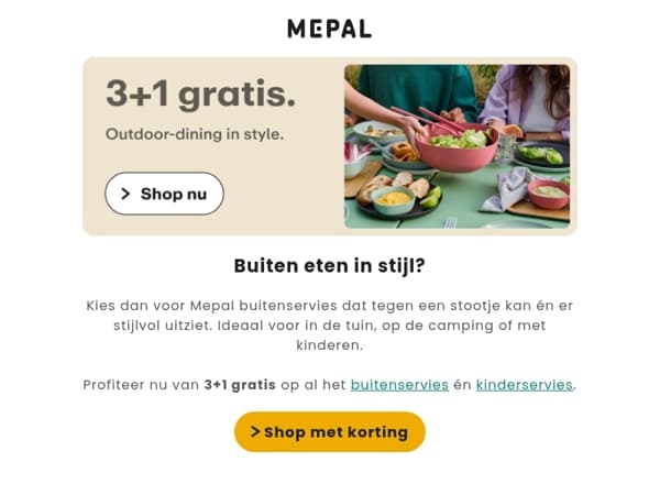 3+1 gratis op al het buitenservies