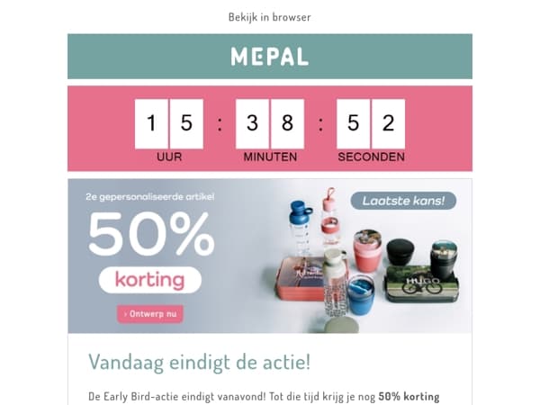 Alleen vandaag nog 50% korting op je 2e gepersonaliseerde product!