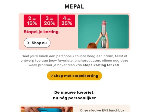 Stapel ook tot 25% korting op RVS lunchproducten