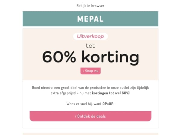 UITVERKOOP | Tot 60% korting in onze Outlet