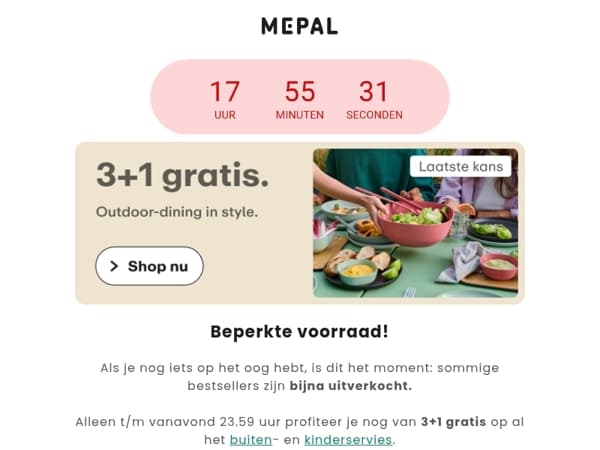 Laatste kans: 3+1 gratis op al het buitenservies