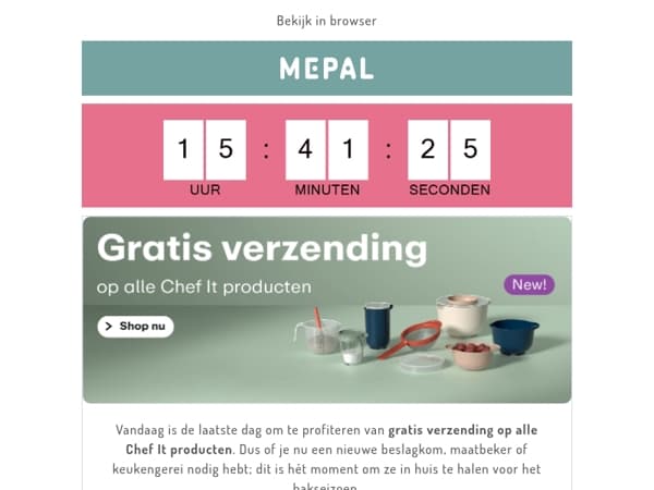 Laatste dag: gratis verzending op Chef It!